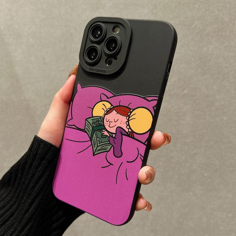 Cartoon Girl Pattern Phone Case, Anti-drop Clear Phone Cases, Decorative Phone Protector Cover Compatible with iPhone 11 12 13 14 15 Pro Max, Unique Phone Cases for iPhone 16 Pro Case