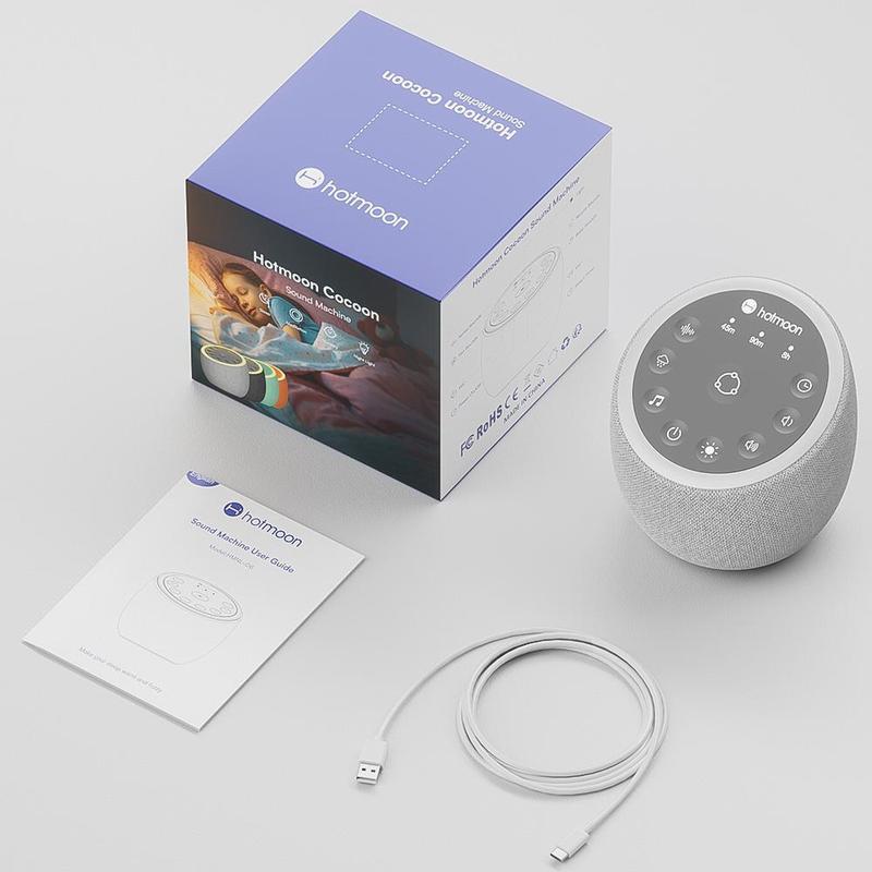 Hotmoon White Noise Machine, 1 Count USB Powered Portable Sleep Sound Machine with Lighting Modes & Timer Function, Use for Home Travel, Gifts for Mum