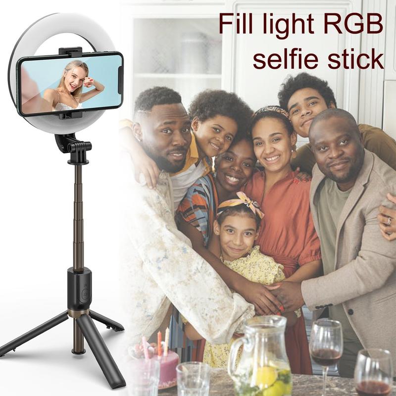 MJ07 Fill Light RGB Selfie Stick Wireless Remote Control Multi-function Wireless Tripod Selfie Stick USB Charging