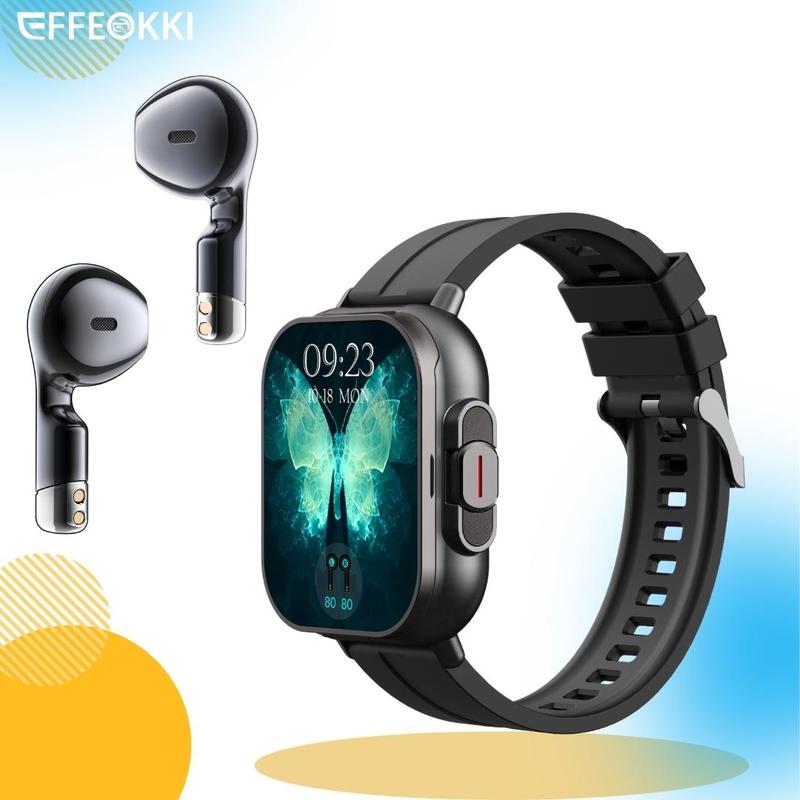 EFFEOKKI 2 in 1 Smart Watch with Earbuds, 1 Count Fashion Digital Watch with Sleep Tracking, Sports Watch for Women & Men for iPhone Android