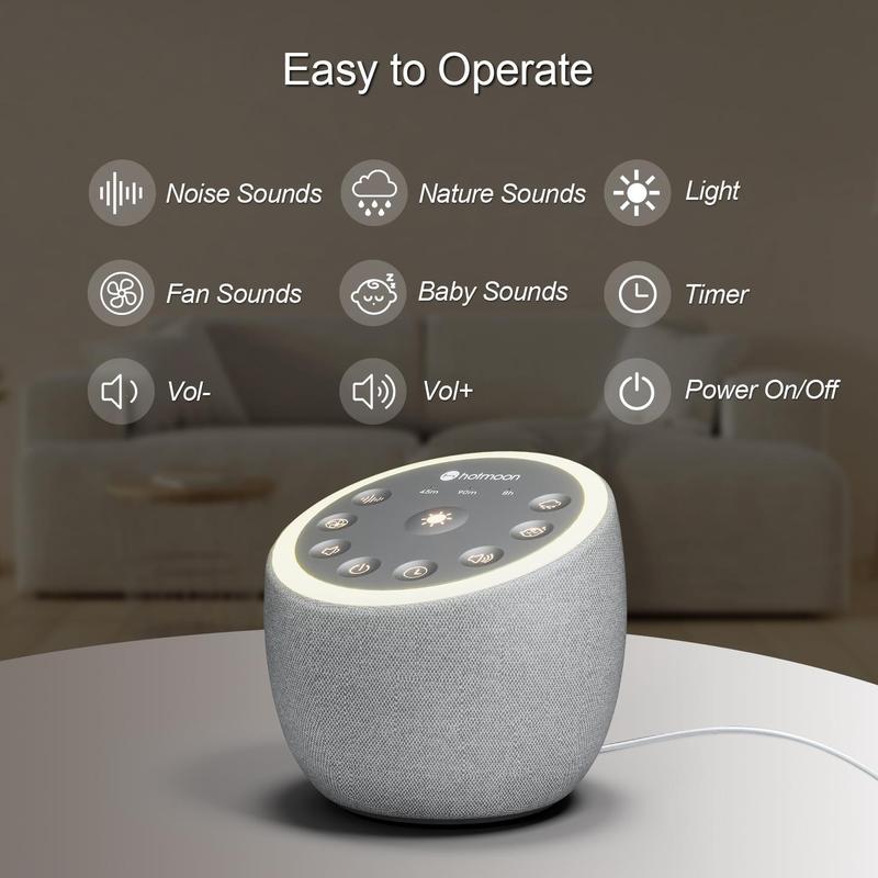 Hotmoon White Noise Machine, 1 Count USB Powered Portable Sleep Sound Machine with Lighting Modes & Timer Function, Use for Home Travel, Gifts for Mum