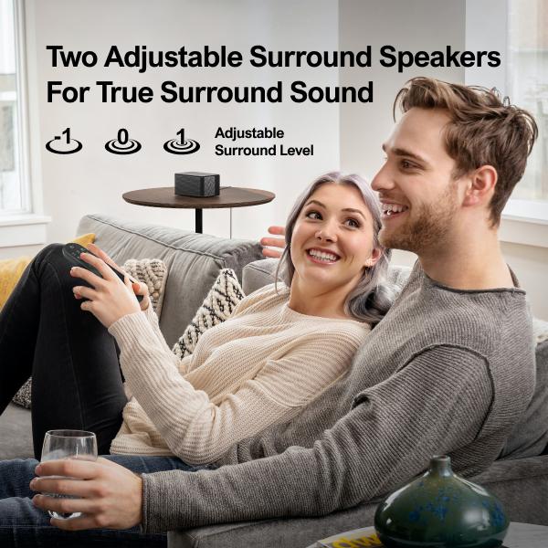 ULTIMEA 5.1 Sound Bar Compatible with Dolby Atmos, Peak Power 410W, Sound Bar for Smart TV with Subwoofer, 3D Surround Sound System for TV, Surround and Bass Adjustable Home Theater, Poseidon D60.TV Box.Audio Speakers peak power.Outdoor home