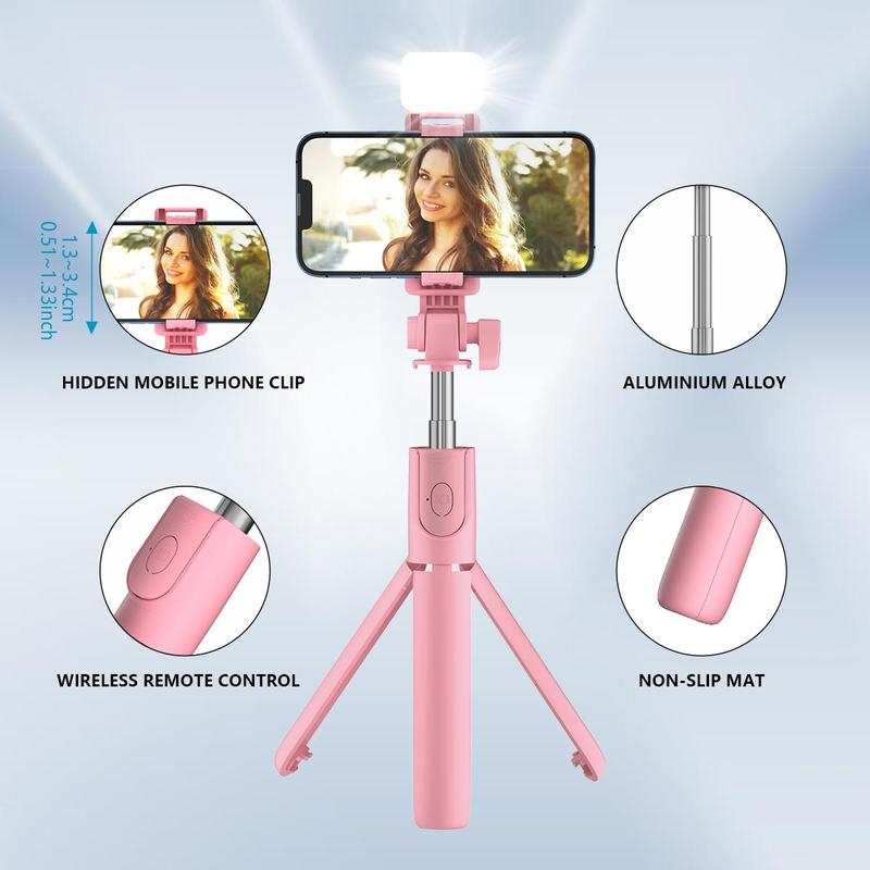 40Inch Phone Selfie Stick Tripod, Extendable Selfie Stick, Smartphone Tripod Stand with Wireless Remote, Suitable for Samsung, Google, LG, Sony Smartphones