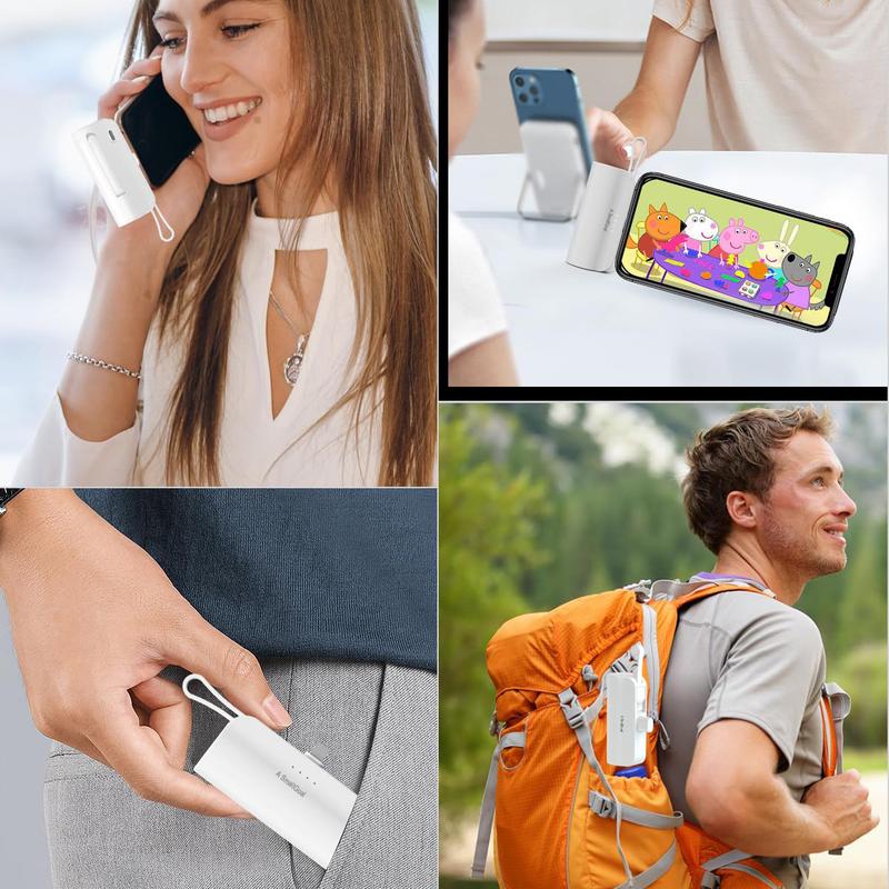 Small Portable Charger USB C, 5000mAh Power Bank with Built-in Type-C Cable Compatible with iPhone 15 15 Plus 15 Pro 15 Pro Max, Samsung Galaxy S23 22 Series, Android Phones etc, christmas gift ideas Black Friday Deals tiktok shop store