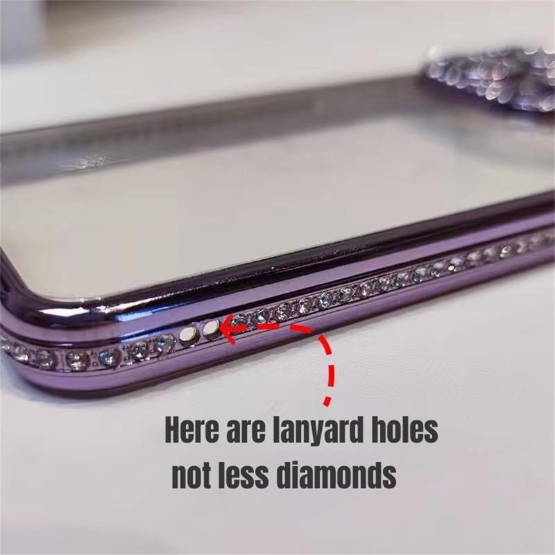 Luxury Bling Diamond Rhinestone Shockproof Magnetic Phone Case with Foldable Holder for iPhone | Sparkly Silicone Aesthetic Cellphone Protective Cover