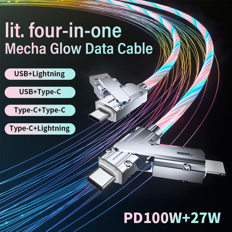 4-in-1 USB C Cable ,  fast charging MAX 100W USB A+ TYPE C + Lightning Multi