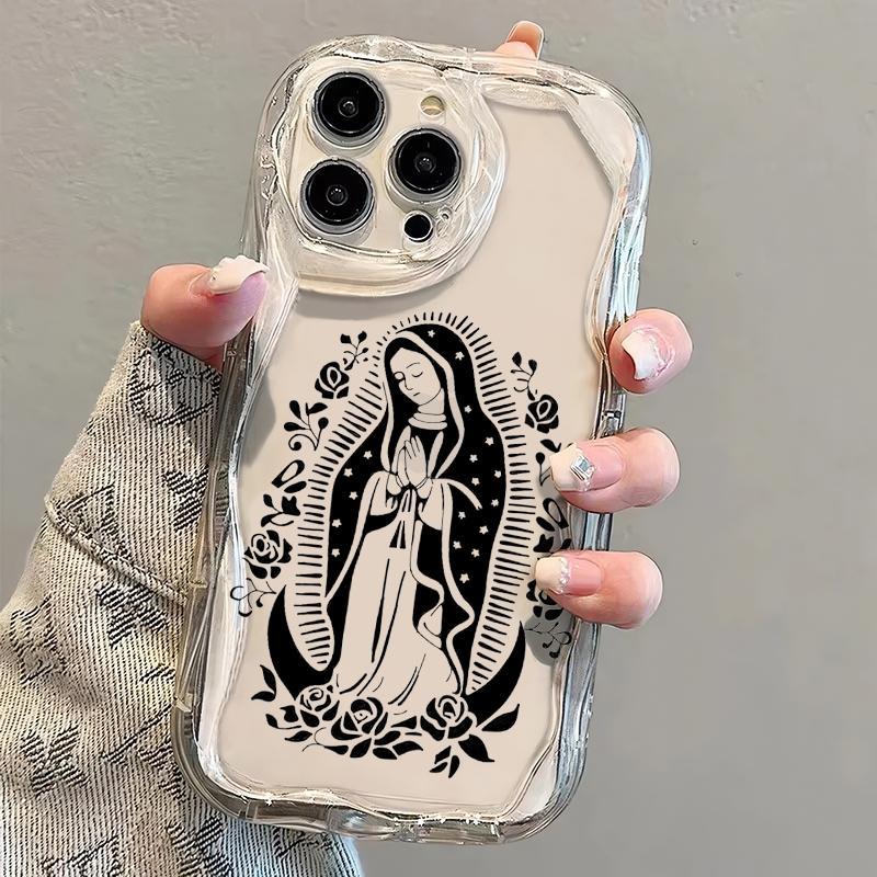 Virgin Mary Pattern Phone Case, Decorative Phone Protector Cover, All-inclusive Phone Cases Compatible with iPhone