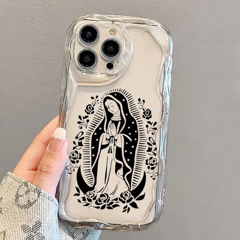 Virgin Mary Pattern Phone Case, Decorative Phone Protector Cover, All-inclusive Phone Cases Compatible with iPhone