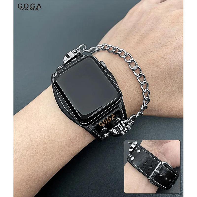 Skull Design Cuff Bracelet Watch Band, Fashion Chain Watch Band for Apple Watch 49mm 45mm 44mm 42mm 41mm 40mm 38mm, Wearable Accessories