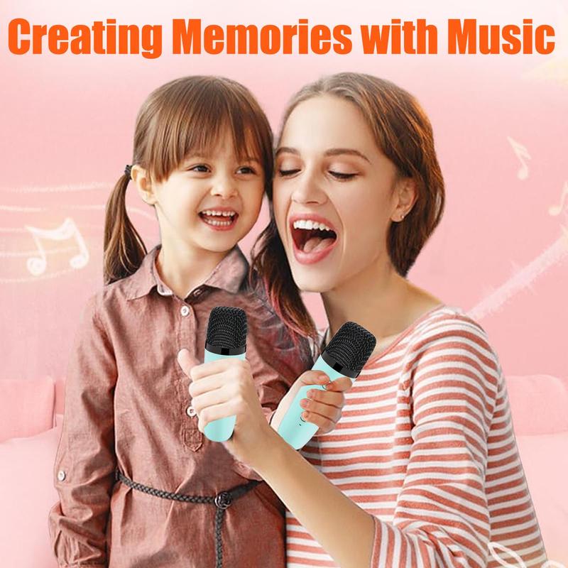 Portable Karaoke Machine with 2 Wireless Microphones, Mini Speaker with LED Light Modes, Birthday Gift for Girls & Boys