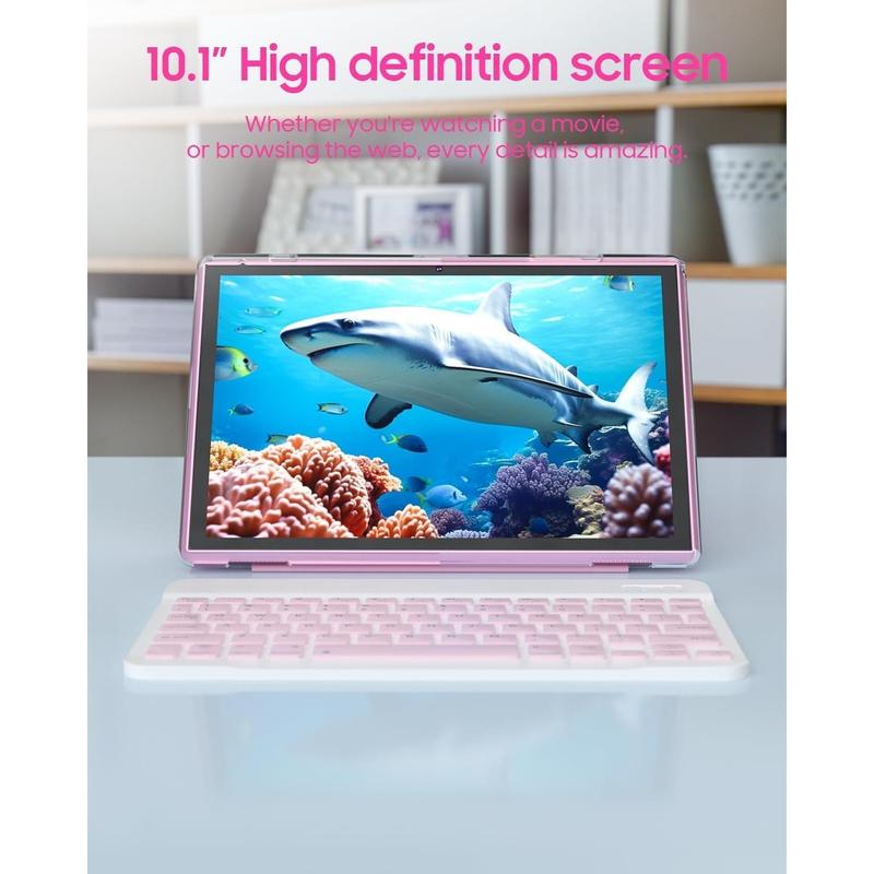 Tablet 2 in 1 tablet with keyboard case mouse stylus pen, 10 inch Tablet Android tablets PC, 10.1 