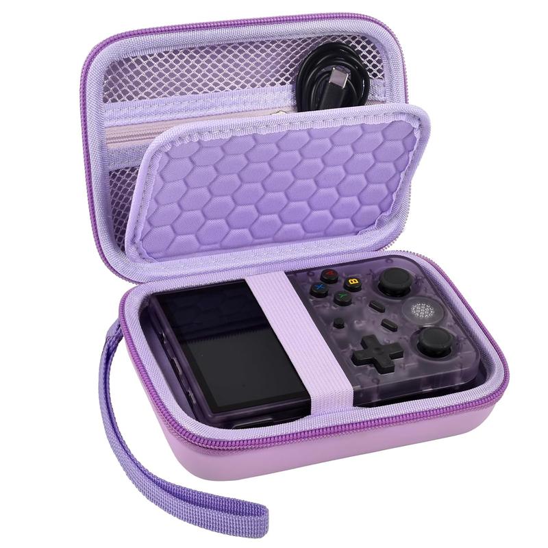 Travel case compatible with rg353v rg353vs retro handheld game console, handheld emulator storage holder organizer, Android game console carrying bag (box only) (purple)