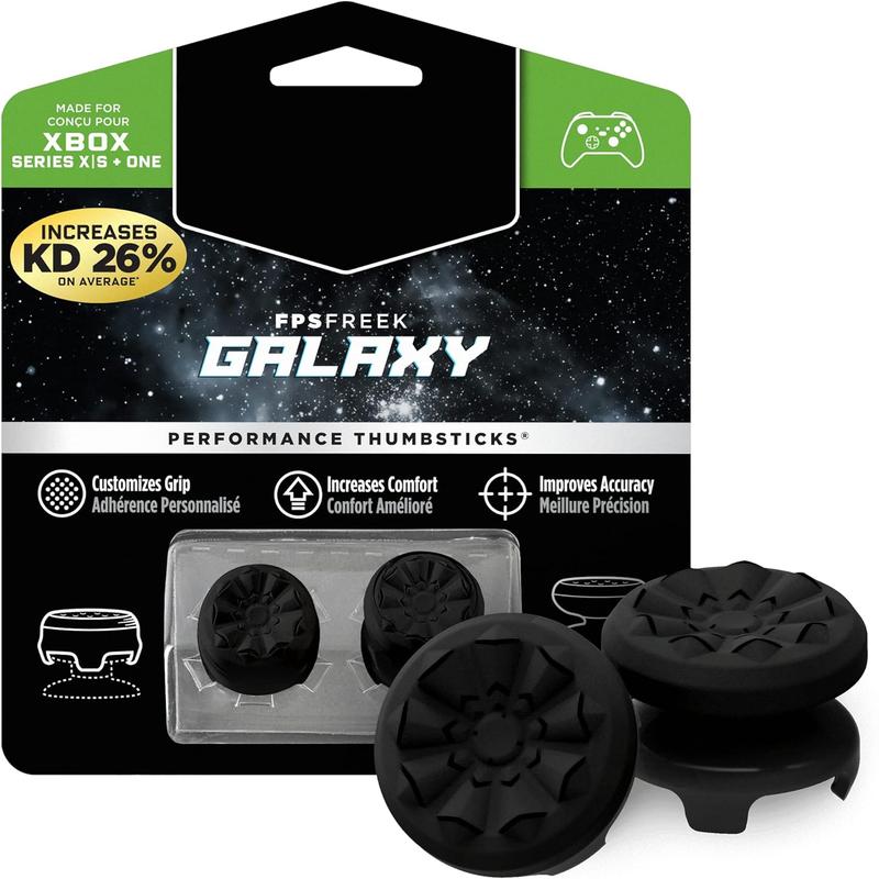 FPS Freek Galaxy Black for Playstation 4 (PS4) and Playstation 5 (PS5) | Performance Thumbsticks | 1 High-Rise, 1 Mid-Rise | Black controller grips