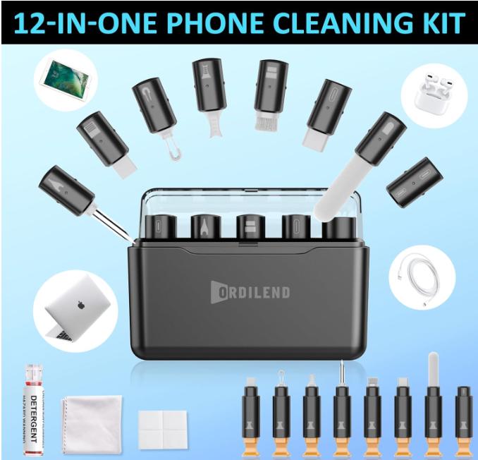 iPhone Cleaning Kit for Charging Port Cleaner, Multi-Tool iPhone Cleaner Repair Lightning Cables, Phone Cleaning Kit for iPhone, iPad, Connectors, Speakers, Airpod Cleaner Kit with a Storage Case Brush Camera Device Electronic