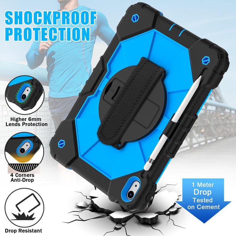 Shockproof Tablet Case with Handle, Full Body Rugged Tablet Protective Cover, Tablet Protector Compatible with iPad 7.9 8.3 9.7 10.2 10.5 11 12.9 Inch