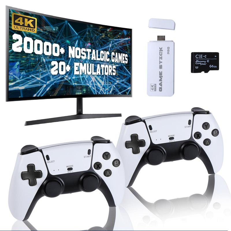 Retro Gaming Stick 23+ Consola de Juegos 4K Sistema de Salida HDMI, Plug and Play Consola de Juegos con Tarjeta TF de 64GB, Mando Inalámbrico de Atletismo Dual - Regalo para Jugadores de Todas las Edades Accesorios para Consolas de Juegos