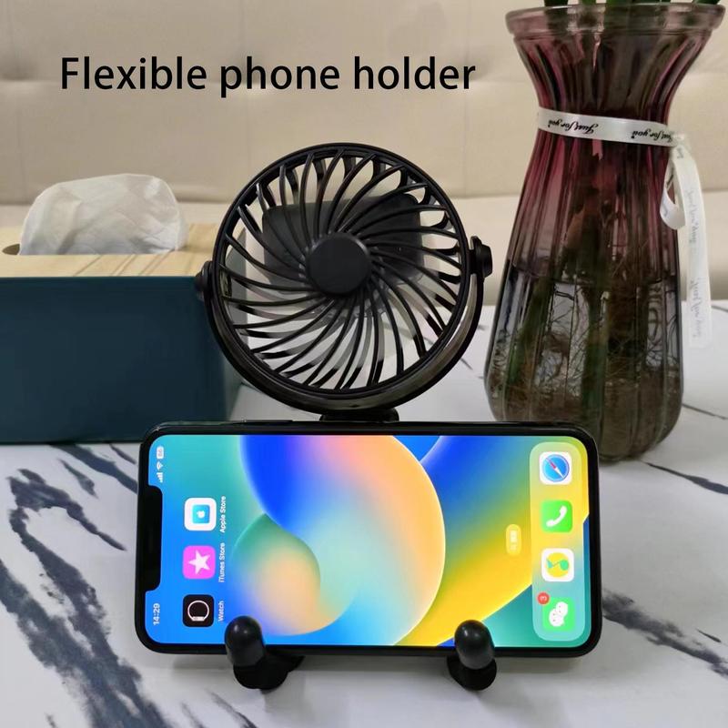 Portable USB Rechargeable Silent 3 Speed Adjustable Mini Fan, Multipurpose Foldable Desktop Fan, Outdoor Sports Handheld Fan, Multifunctional 8-leg Fan