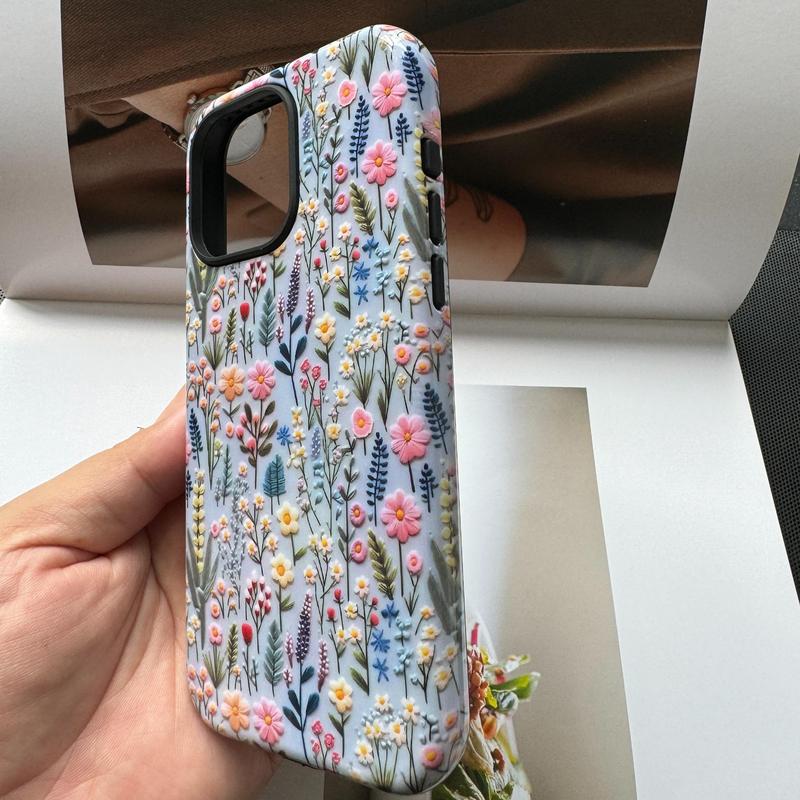 Fall Floral Pattern Phone Case, 1 Count Anti-fall Decorative Phone Protector Cover, Unique Phone Cases, Phone Accessory for iPhone 11 Cases iPhone 12 Cases iPhone 13 Cases iPhone 14 Pro Max Case iPhone 15 Pro Max Case, Fall Decor