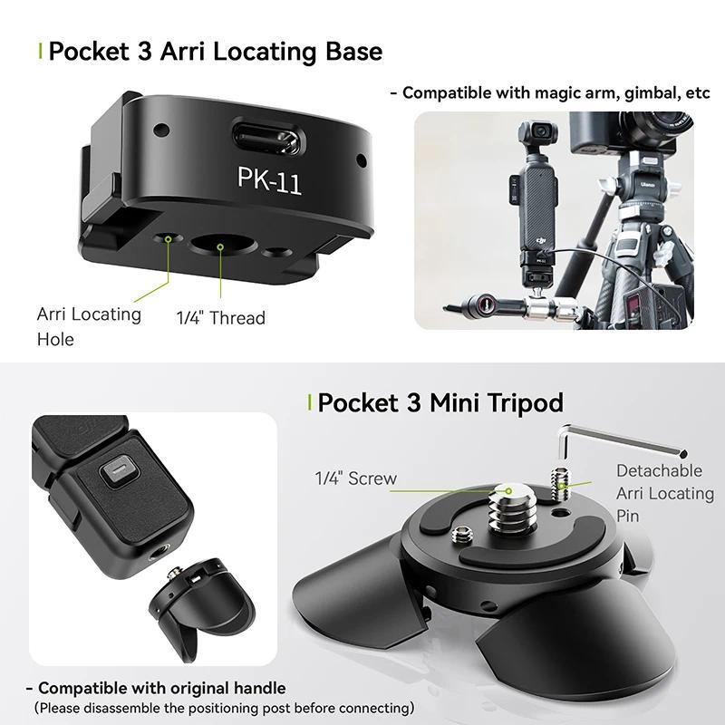 Ulanzi PK-08 PK-11 Arri Locating Base Mini Tripod Kit for DJI Osmo Pocket 3 Mount with 1 4