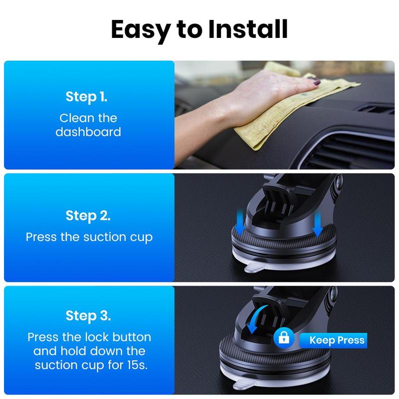 TOPK Car Phone Holder, Adjustable Car Phone Mount, 360° Rotation Car Phone Holder for 4.0-7.0 inch Phones, Universal Car Interior Accessories