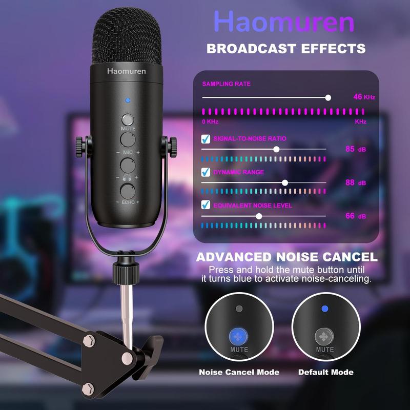 USB Microphone with 360° Rotatable Stand for Summer Gift, 1 Set Wired Audio Mic with Noise Reduction Function, Microphone for Live Streaming, Microphone for Gaming, Recording Microphone, Music Studio Equipment, Plug & Play Mic, Back to School Gifts