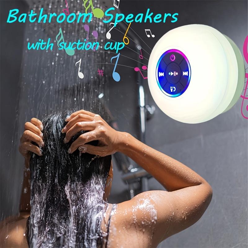 Mini Bluetooth Shower Speaker with LED light, Portable IPX4 Waterproof, Hands-Free Speakerphone. Rechargeable Using Micro USB, Wireless Stereo for Beach, Shower & Home Audio Android christmas 2024 ornament