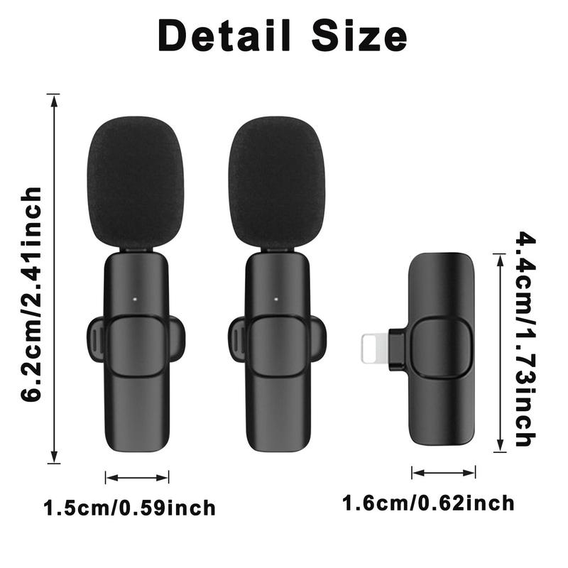 Wireless Lavalier Microphone, Omnidirectional Condenser Recording Mic, Cordless Mini Microphones, Portable Wireless Microphones, Portable Mini Mics for Android iPhone iPad, Streaming Equipment