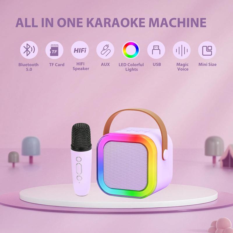 Karaoke Machine for Kids Adults, Mini Karaoke Machine with Wireless Microphone, Portable Bluetooth Speaker with Voice Changing Effects  Audio Compact