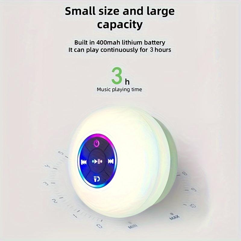 Mini Bluetooth Shower Speaker with LED light, Portable IPX4 Waterproof, Hands-Free Speakerphone. Rechargeable Using Micro USB, Wireless Stereo for Beach, Shower & Home Audio Android christmas 2024 ornament