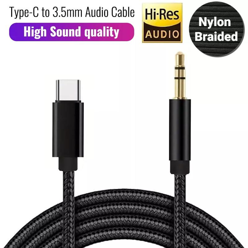 Type C to Aux Cable USB Type-C Male To 3.5mm Cord Car AUX Music Audio Adapter