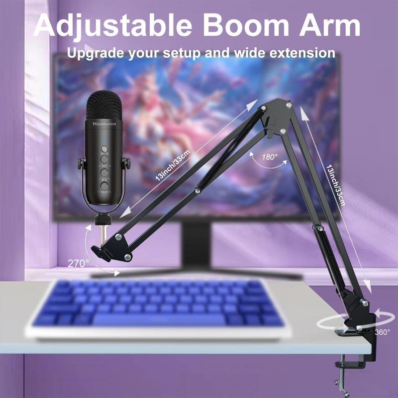 USB Microphone with 360° Rotatable Stand for Summer Gift, 1 Set Wired Audio Mic with Noise Reduction Function, Microphone for Live Streaming, Microphone for Gaming, Recording Microphone, Music Studio Equipment, Plug & Play Mic, Back to School Gifts