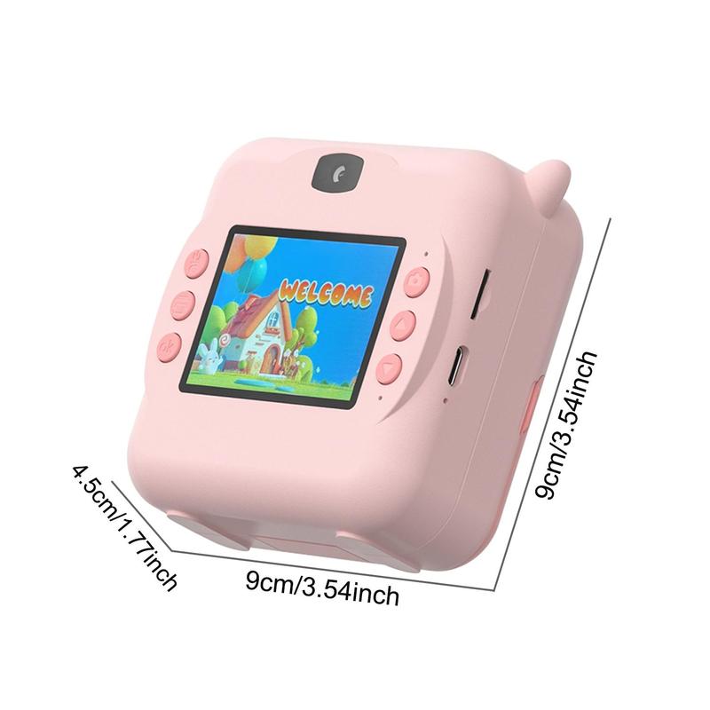 Portable Cartoon Print Digital Camera, Multifunctional Camera Toy with Front and Rear Dual Lens, Point & Shoot Camera Digital with Lanyard for Students, Boys, Girls