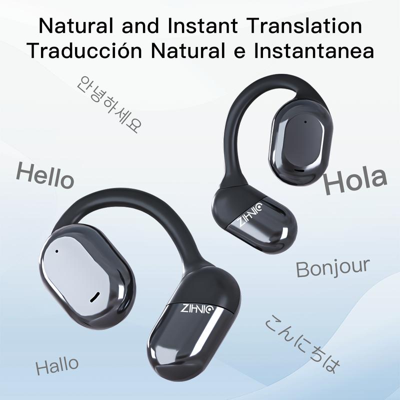 ZIHNIC S05 AI Translation Earphone Wireless Bluetooth 5.4 OWS Waterproof Sport Headsets Support 135 Languages Real Time Bluetooth Translation Support Playing Music Phone Calls Headphones Noise Reduction Headphones with Mic