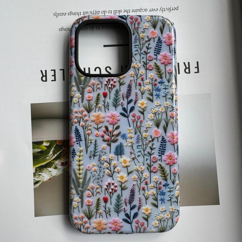 Fall Floral Pattern Phone Case, 1 Count Anti-fall Decorative Phone Protector Cover, Unique Phone Cases, Phone Accessory for iPhone 11 Cases iPhone 12 Cases iPhone 13 Cases iPhone 14 Pro Max Case iPhone 15 Pro Max Case, Fall Decor