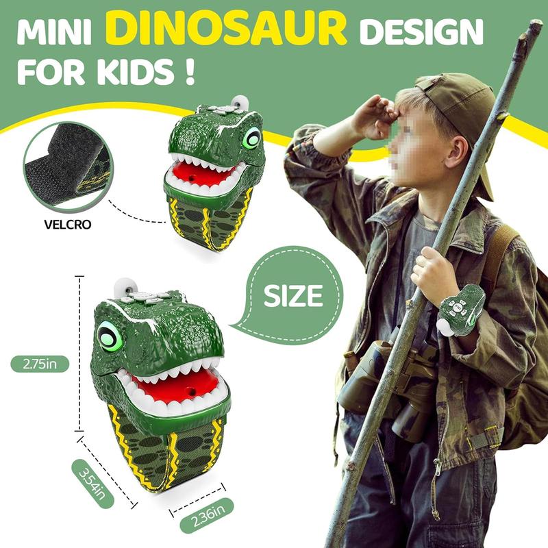 2 Pack Dinosaur Walkie Talkies with Adjustable Wristband for Kids - 3 Channel Long Range Camping Gear T-Rex Outdoor Toys, Birthday Gifts Christmas Stocking Stuffers for Boys Age 3-12