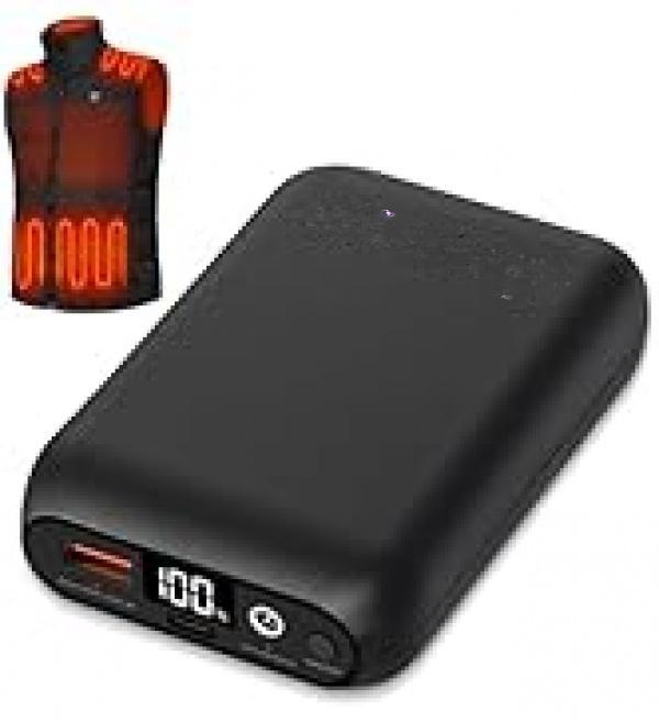 5V 3A Battery Pack for Heated Vest Heated Jacket, Rechargeable Compact 10000mAh Power Bank for Heated Clothing