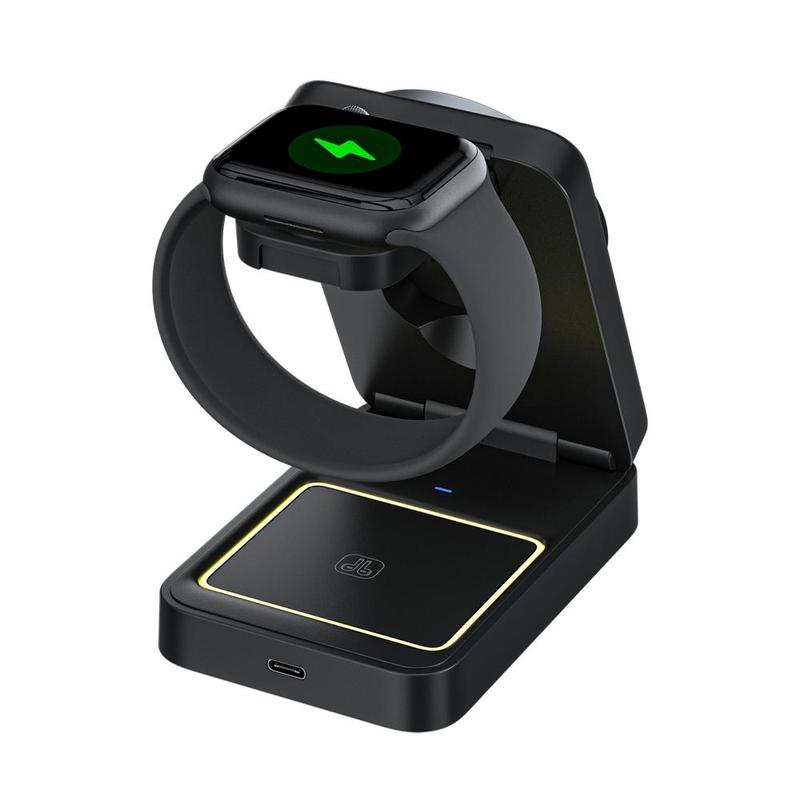 3 in 1 Magnetic Wireless Charging Station, Foldable Wireless Foldable Efficient Charging Charger Station Stand, Travel Wireless Portable Charger for iPhone 15 AirPods Apple Watch