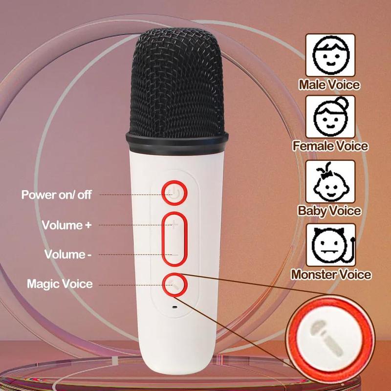 Kids Mini Karaoke Machine With 2 Wireless Microphone Portable Bluetooth Speaker