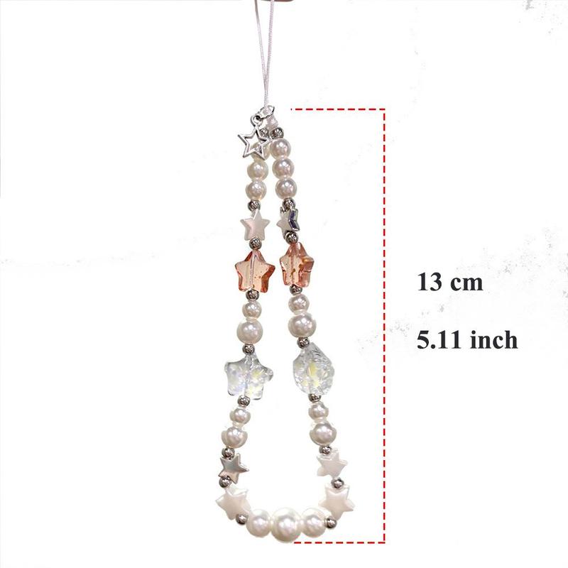 Cute Star Design Beaded Phone Chain, Fashionable Phone Lanyard, Phone Strap for Women & Girls, Mobile Phone Decoration Accessories