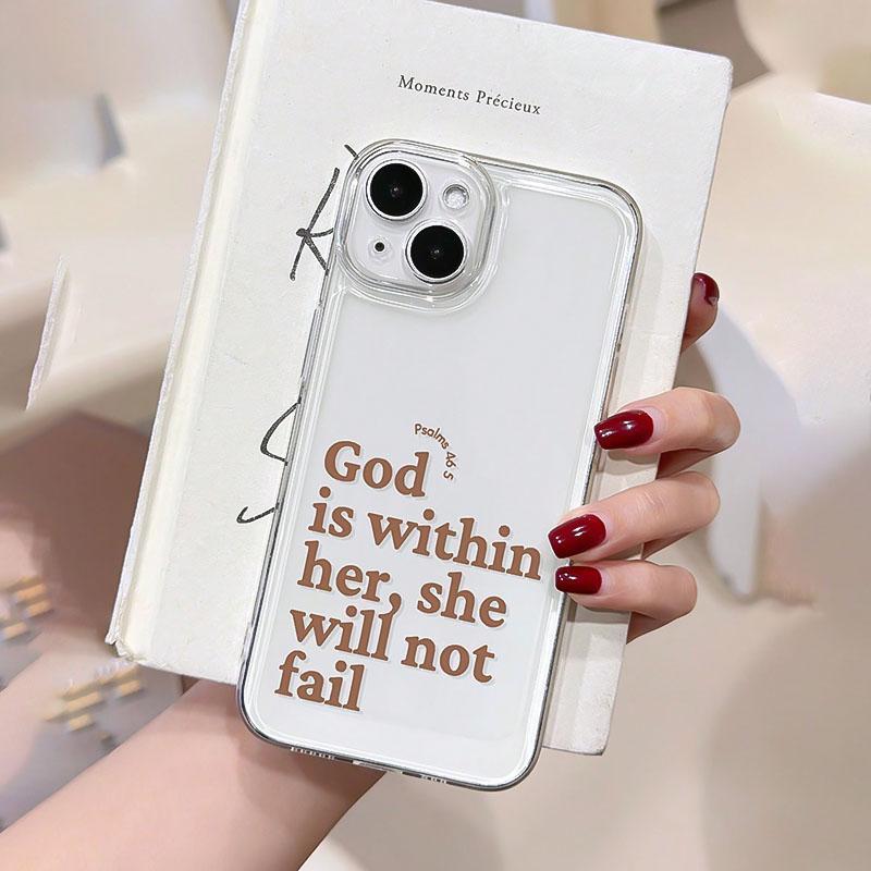 Religious Slogan Letter Pattern Phone Case, Anti-drop Phone Protective Cover, Phone Accessory Compatible with iPhone 16 15 14 13 12 11 Plus Pro Pro Max