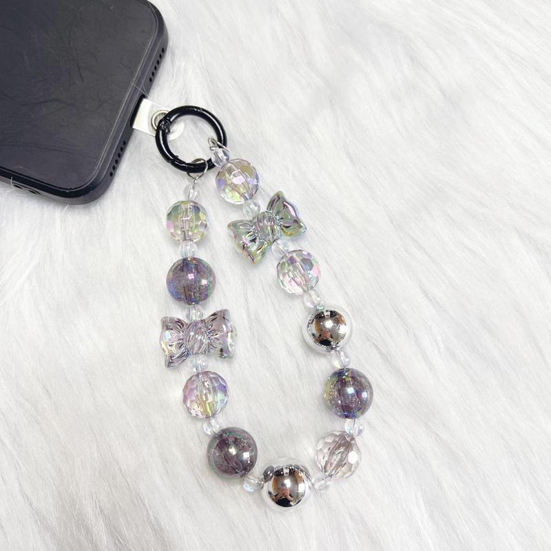 Bowknot Design Pvc Phone Chain, Durable Bead Decor Cellphone Lanyard, Fashion Smartphone Charm for Women & Girls, Exquisite Phone Accessories for Daily Use