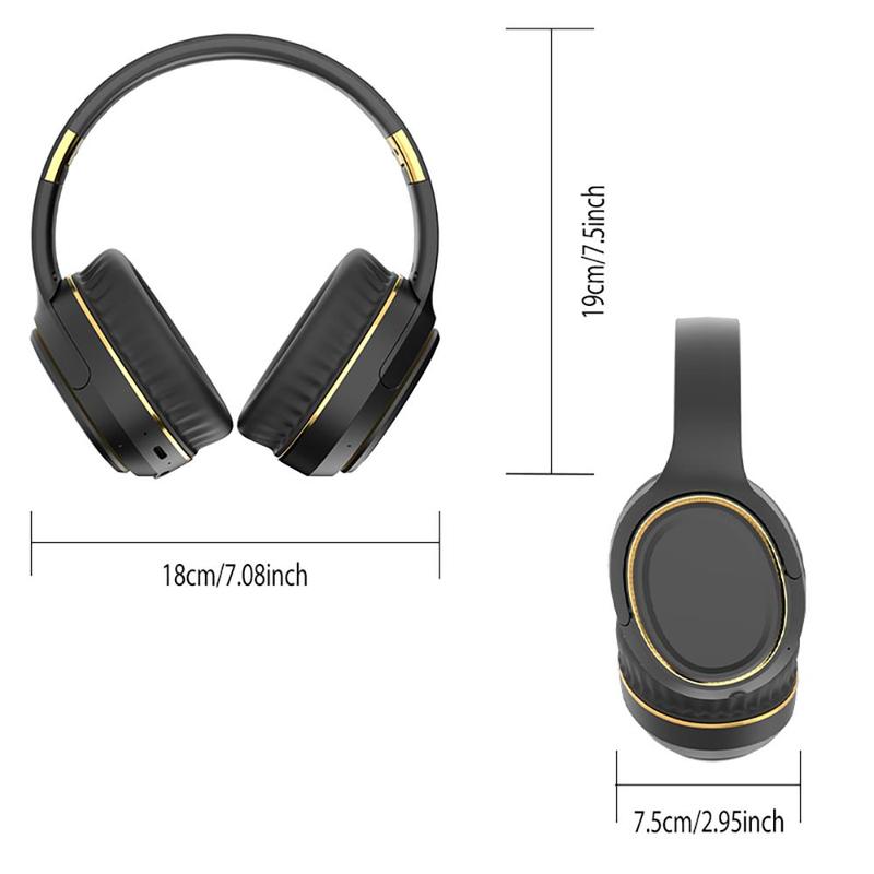 Wireless Over-ear Headphone, Telescopic Folding Design Wireless Sports Headphone with Atmosphere Light, Comfortable Earmuff Wear Headset for Mobile Phone