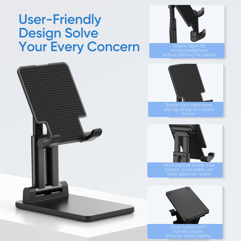 ARZOPA CellPhone Folding Stand, Adjustable & Foldable Sturdy Holder for Desk, Smartphone Accessories Compatible iPhone, iPad Pro Air Mini, Surface Pro, Portable Monitor 7