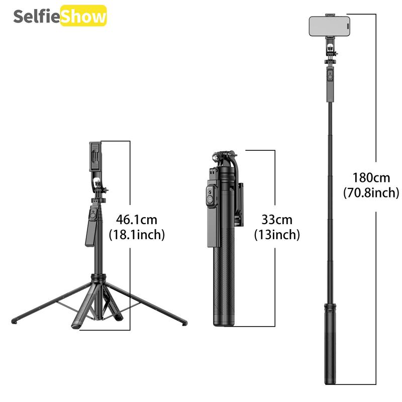 Adjustable Quadrupod Selfie Stick, 360° Panoramic Shooting Selfie Stick with Balanced Handle, Compatible with Android iOS, Sports Cameras, Digital Cameras