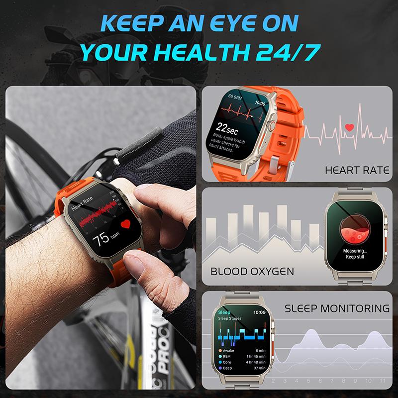 Best Military-Grade Smartwatch for Fitness & Health Tracking, Waterproof, Anti-Collision, Multi-Sport Mode, Portable and Durable, with Smartphone Integration for Comprehensive Health Monitoring and Outdoor Sports