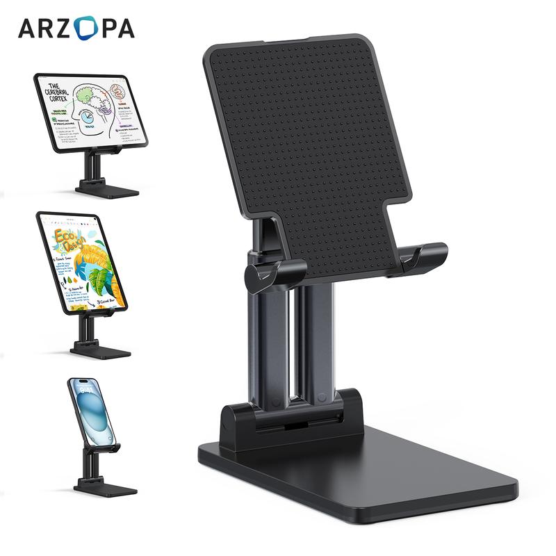 ARZOPA CellPhone Folding Stand, Adjustable & Foldable Sturdy Holder for Desk, Smartphone Accessories Compatible iPhone, iPad Pro Air Mini, Surface Pro, Portable Monitor 7