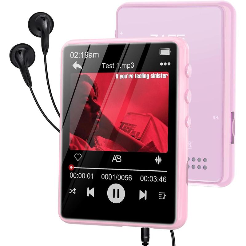 64GB Bluetooth MP3 Player with 2.4-Inch Touch Screen, Portable Music Player with Speaker, FM Radio, and Recording, Supports Shuffle and Single Loop, Compact Hi-Fi Sound Device