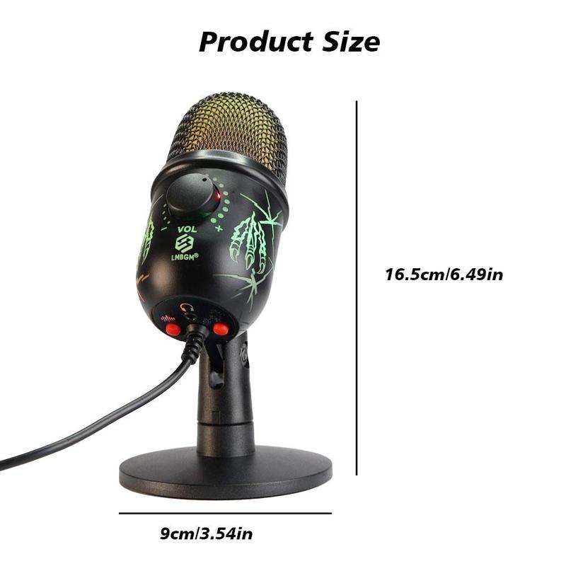 USB Powered Microphone, RGB Condenser Gaming Competition Microphone, Environment Light Microphone for Computer & Mobile Phone Live K Song