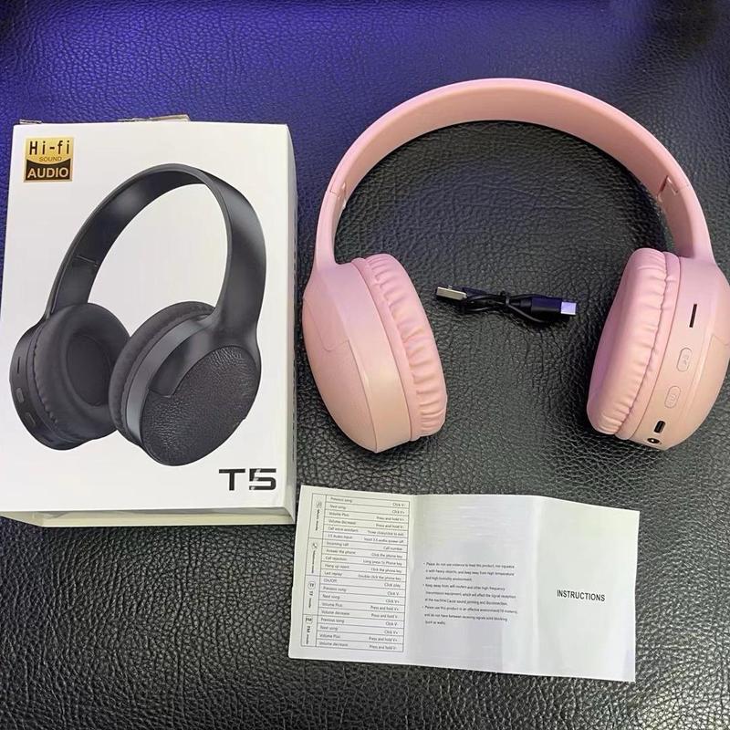 T5 Surround Sound Wireless Headphones, Comfortable Wear Headphones, Crystal Clear HD Calling Headset for Gamer, Music Lovers