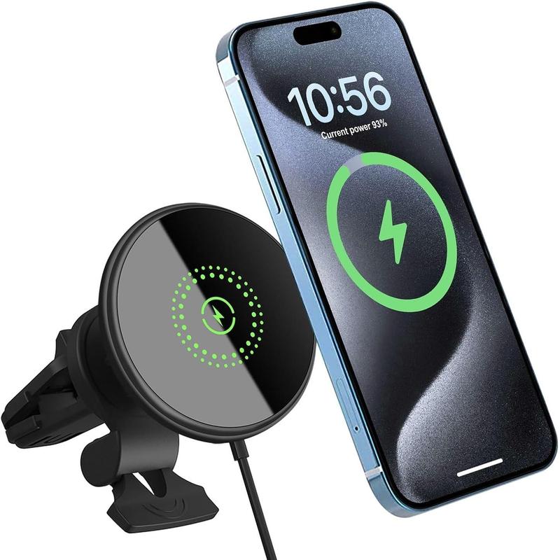 FDGAO 20W Magnetic Car Charger, Phone Wireless Charging Car Charger Holder with Charging Function, Wireless Car Charger for iPhone 16 15 14 13 12 Series, Car Accessories